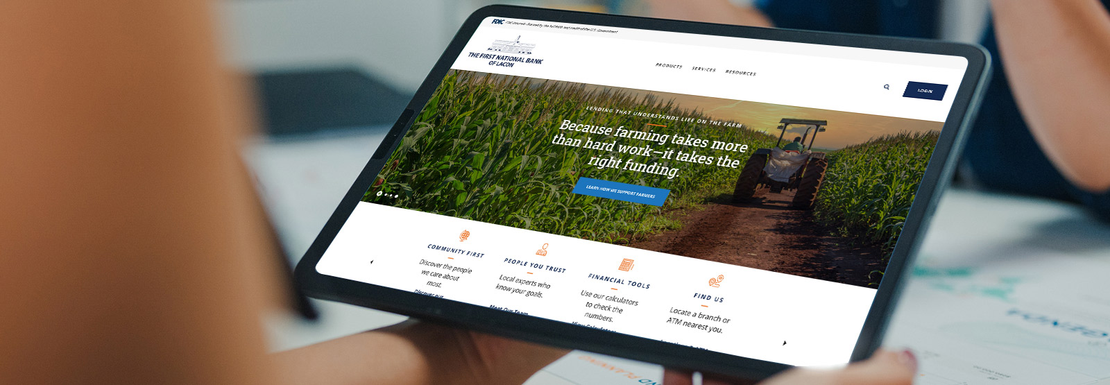 New website on a tablet.
